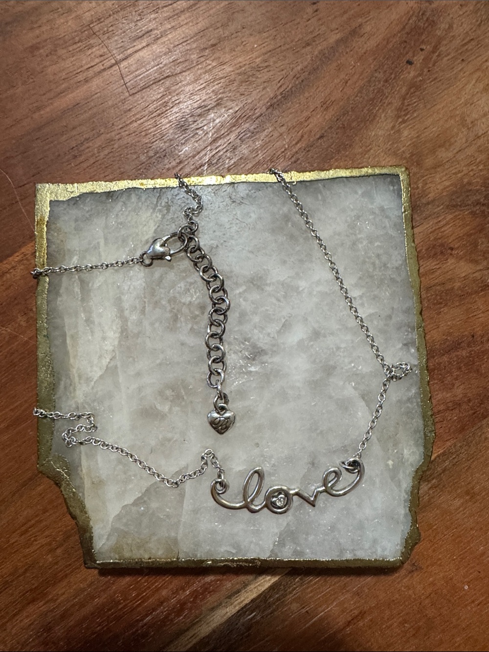 Brighton Silver "Love" Script Pendant Necklace